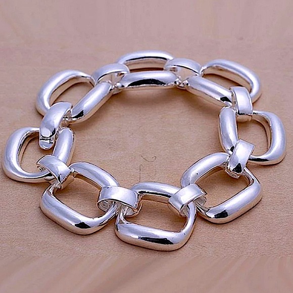 STERLING SILVER CHAIN LINK BRACELET - Picture 1 of 11